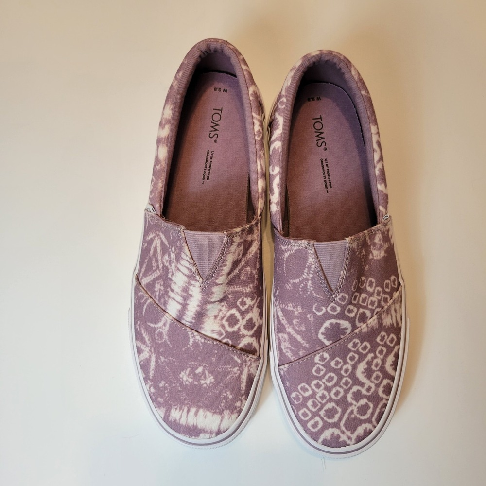 TOMS 9.5 Alpargata Fenix Slip On Tie Dye Canvas Sneaker  Womens‎ Purple